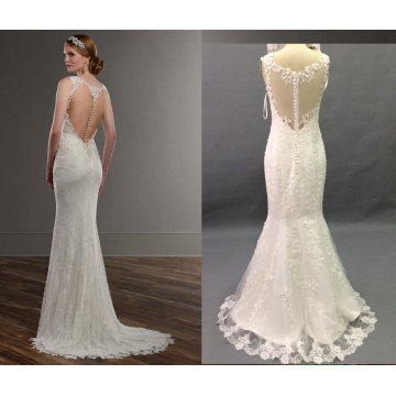 Illusion Back Fit e Flare Wedding Gown